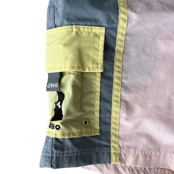 Old Harbor Outfitters OHO Cargo Swim Shorts Pink / Grey / Yellow Men's Large (L) - Picture 7 of 8